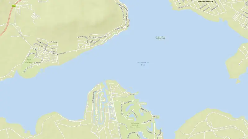 Road map of Hartbeespoort Dam reservoir, North West, South Africa