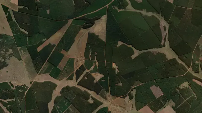 Satellite view of Heyshope Dam reservoir, Mpumalanga, South Africa