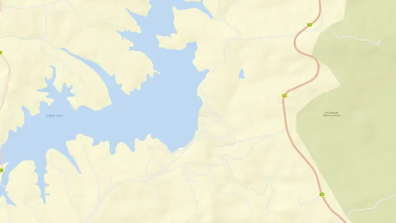 Road map of Inyaka Dam reservoir, Mpumalanga, South Africa