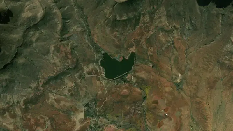 Satellite view of Karee Dam reservoir, Northern Cape, South Africa