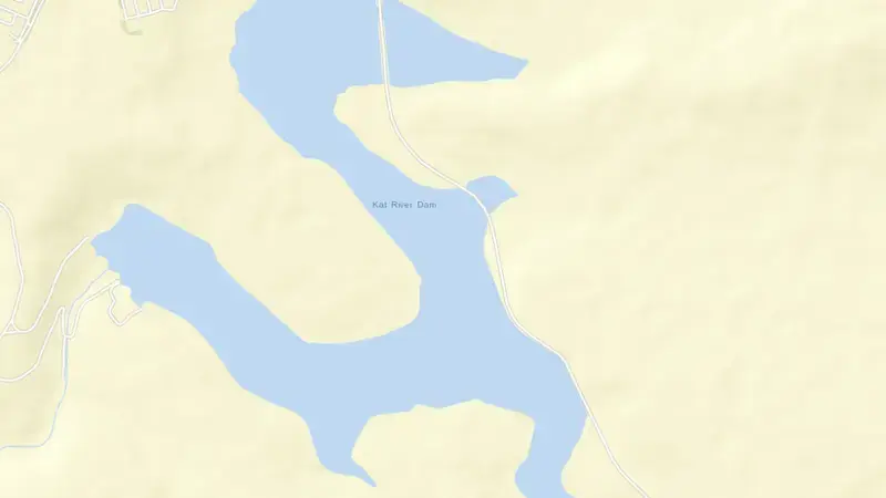 Road map of Katrivier Dam reservoir, Eastern Cape, South Africa