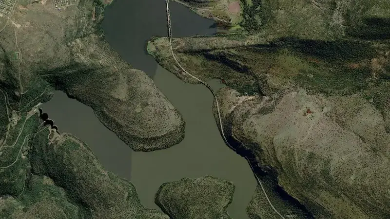 Satellite view of Katrivier Dam reservoir, Eastern Cape, South Africa
