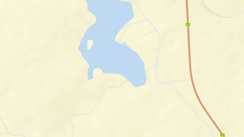 Road map of Klipfontein Dam reservoir, KwaZulu-Natal, South Africa