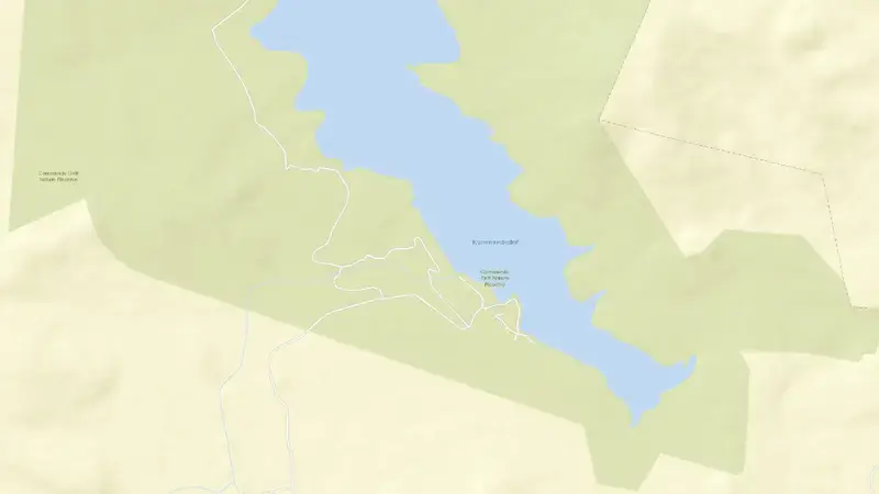 Road map of Kommandodrift Dam reservoir, Eastern Cape, South Africa
