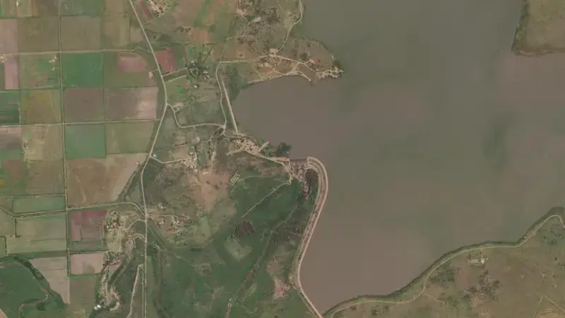 Satellite view of Koppies Dam reservoir, Free State, South Africa