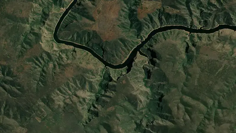 Satellite view of Kouga Dam reservoir, Eastern Cape, South Africa