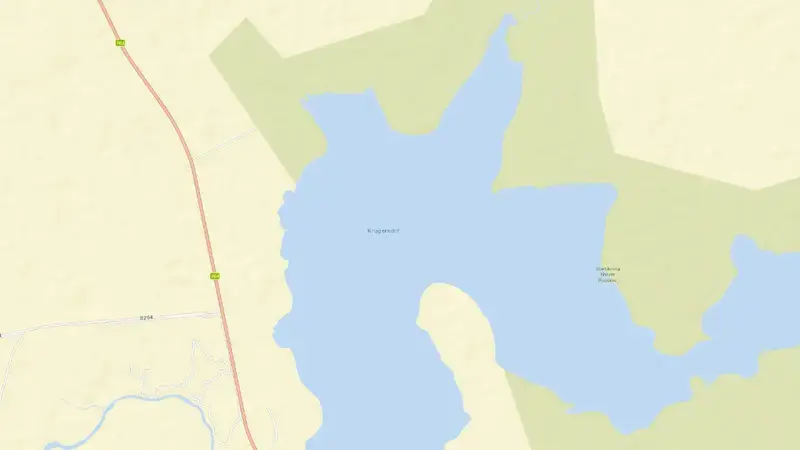Road map of Krugersdrift Dam reservoir, Free State, South Africa