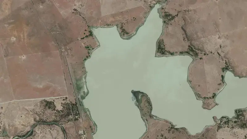 Satellite view of Krugersdrift Dam reservoir, Free State, South Africa