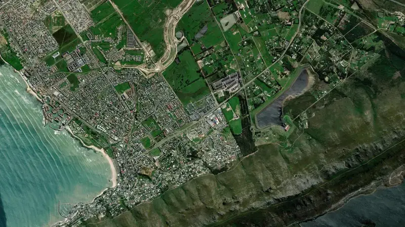 Satellite view of Kwaggaskloof Dam reservoir, Western Cape, South Africa