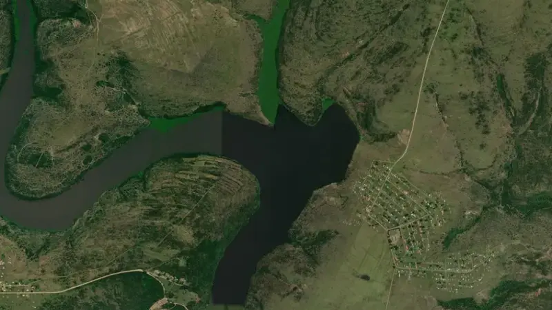 Satellite view of Laing Dam reservoir, Eastern Cape, South Africa