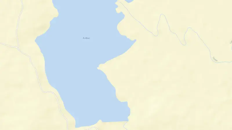 Road map of Lake Arthur Dam reservoir, Eastern Cape, South Africa