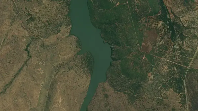 Satellite view of Lindleyspoort Dam reservoir, North West, South Africa