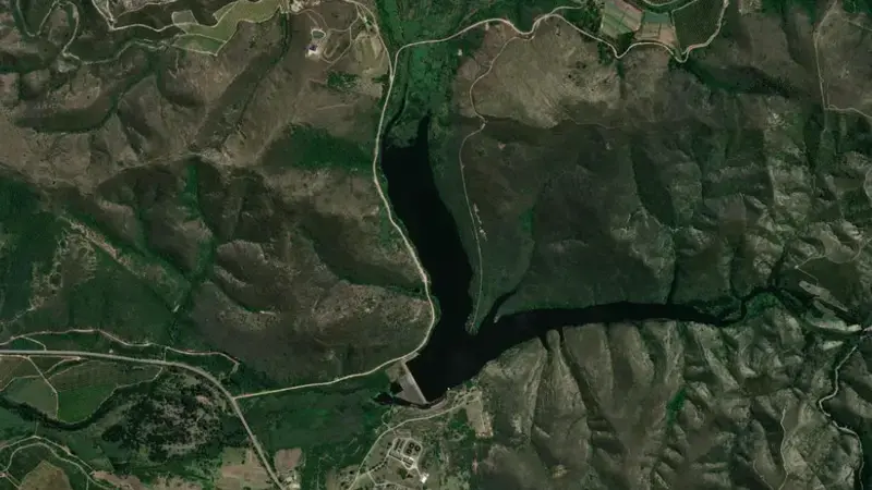 Satellite view of Loerie Dam reservoir, Eastern Cape, South Africa