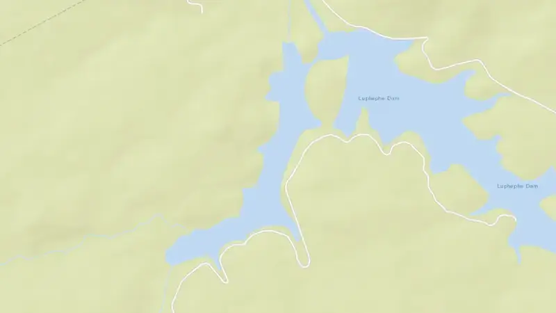 Road map of Luphephe Dam reservoir, Limpopo, South Africa