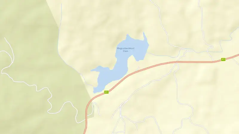 Road map of Magoebaskloof Dam reservoir, Limpopo, South Africa