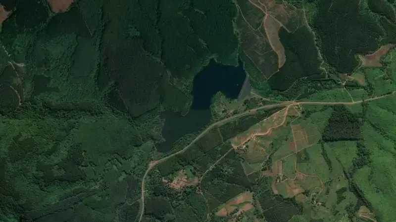 Satellite view of Magoebaskloof Dam reservoir, Limpopo, South Africa