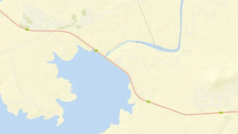 Road map of Middel-Letaba Dam reservoir, Limpopo, South Africa