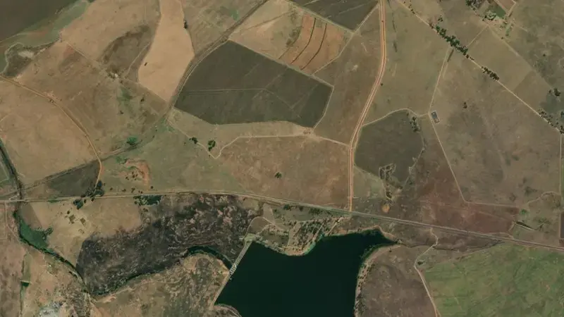 Satellite view of Middelburg Dam reservoir, Mpumalanga, South Africa