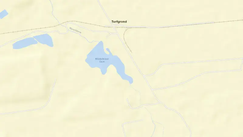 Road map of Middelkraal Dam reservoir, North West, South Africa