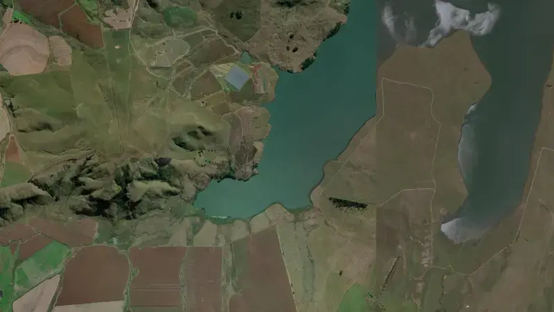 Satellite view of Midmar Dam reservoir, KwaZulu-Natal, South Africa