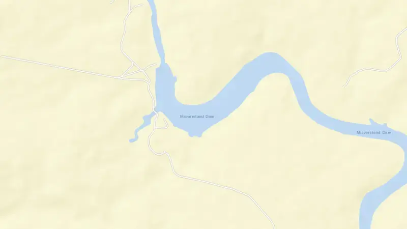 Road map of Misverstand Dam reservoir, Western Cape, South Africa