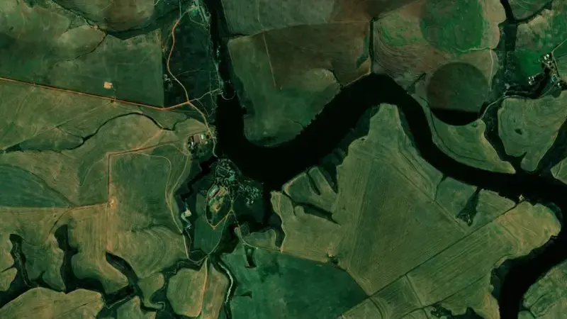 Satellite view of Misverstand Dam reservoir, Western Cape, South Africa