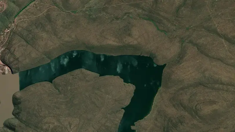 Satellite view of Mokolo Dam reservoir, Limpopo, South Africa