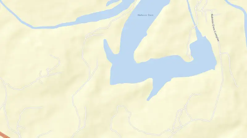 Road map of Nahoon Dam reservoir, Eastern Cape, South Africa