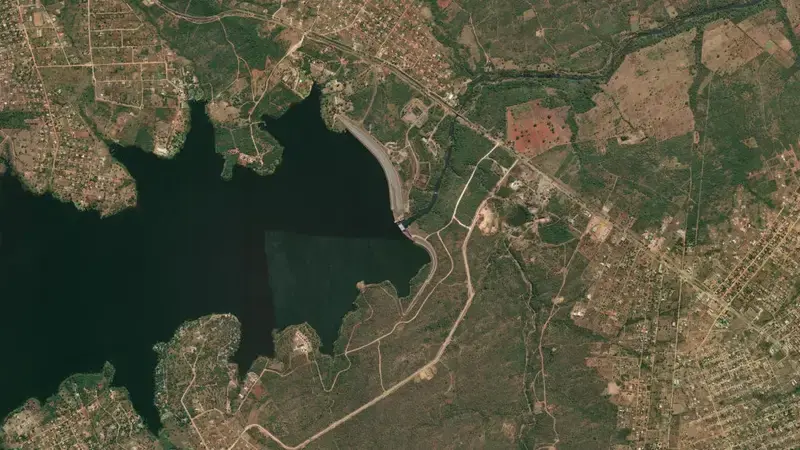 Satellite view of Nandoni Dam reservoir, Limpopo, South Africa