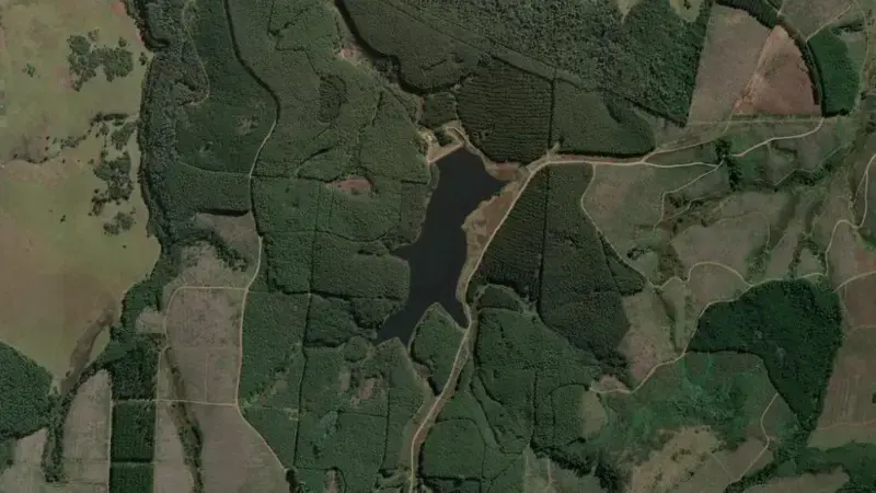 Satellite view of Nqadu Dam reservoir, Eastern Cape, South Africa