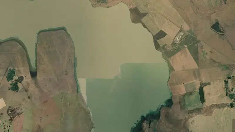 Satellite view of Ntshingwayo Dam reservoir, KwaZulu-Natal, South Africa
