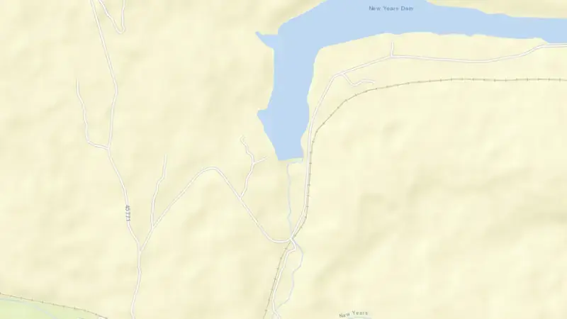 Road map of Nuwejaars Dam reservoir, Eastern Cape, South Africa