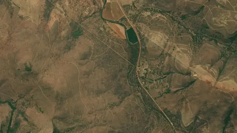 Satellite view of Ohrigstad Dam reservoir, Mpumalanga, South Africa
