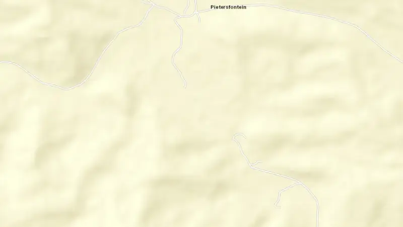 Road map of Pietersfontein Dam reservoir, Western Cape, South Africa