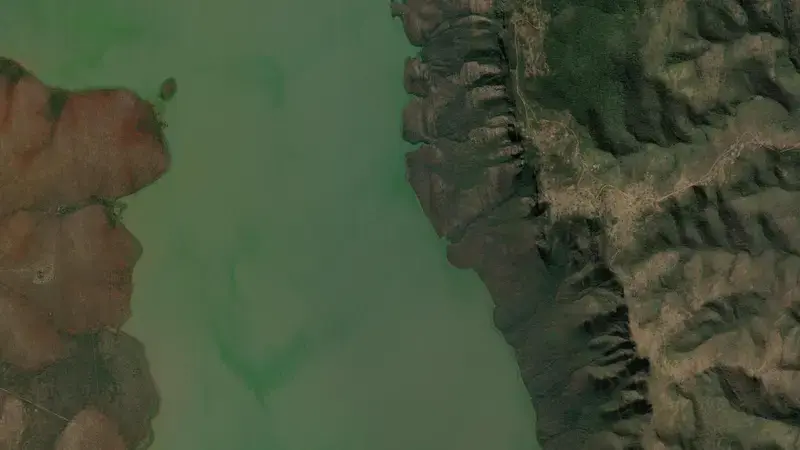 Satellite view of Pongolapoort Dam reservoir, KwaZulu-Natal, South Africa