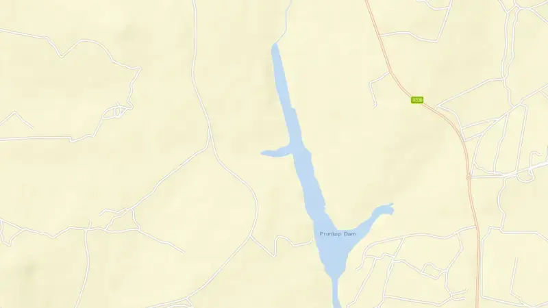 Road map of Primkop Dam reservoir, Mpumalanga, South Africa