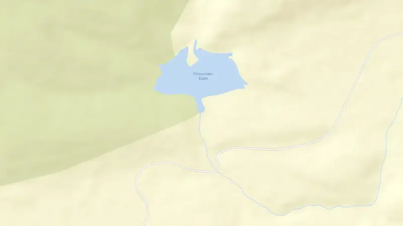 Road map of Prinsrivier Dam reservoir, Western Cape, South Africa