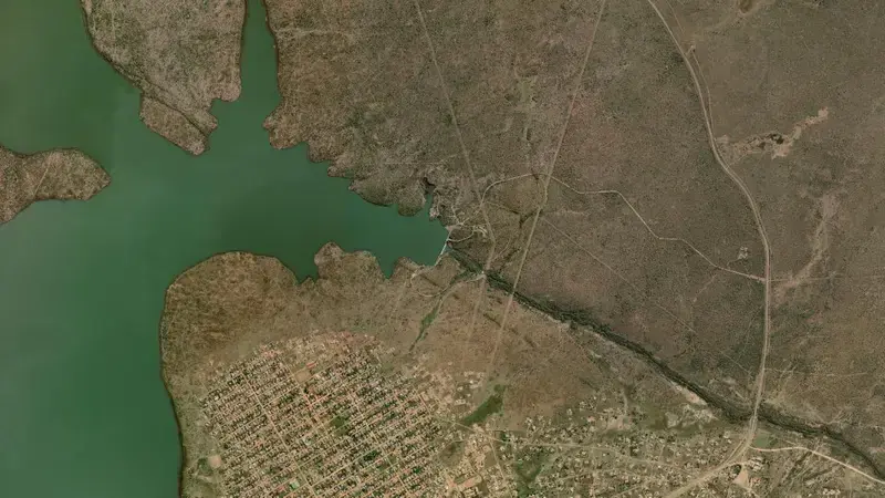 Satellite view of Rhenosterkop Dam reservoir, Mpumalanga, South Africa