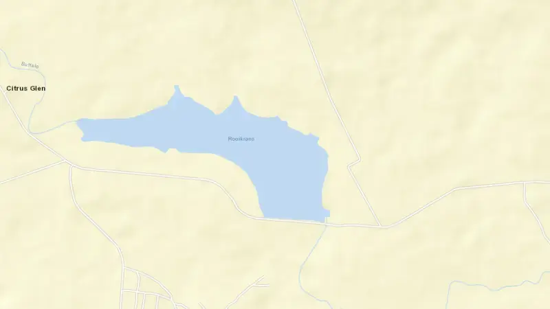 Road map of Rooikrans Dam reservoir, Eastern Cape, South Africa