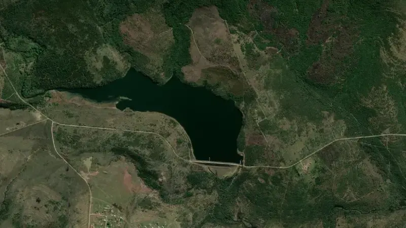 Satellite view of Rooikrans Dam reservoir, Eastern Cape, South Africa