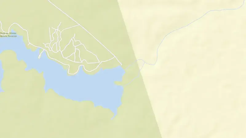 Road map of Rust De Winter Dam reservoir, Limpopo, South Africa