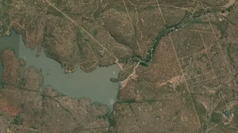Satellite view of Rust De Winter Dam reservoir, Limpopo, South Africa
