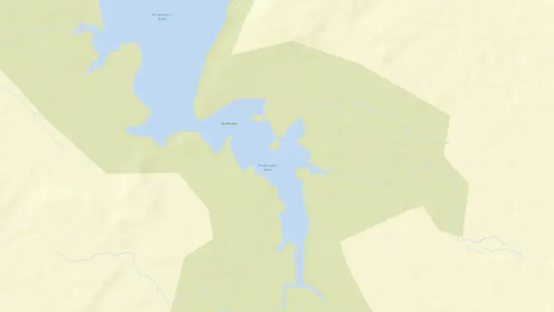 Road map of Rustfontein Dam reservoir, Free State, South Africa