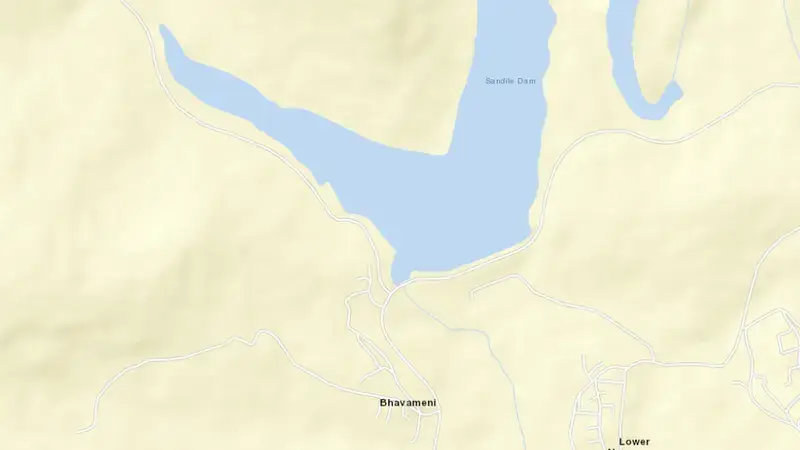 Road map of Sandile Dam reservoir, Eastern Cape, South Africa