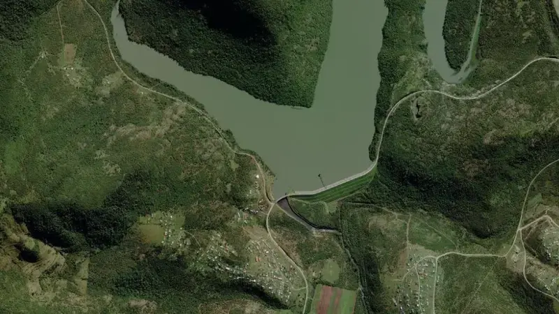 Satellite view of Sandile Dam reservoir, Eastern Cape, South Africa