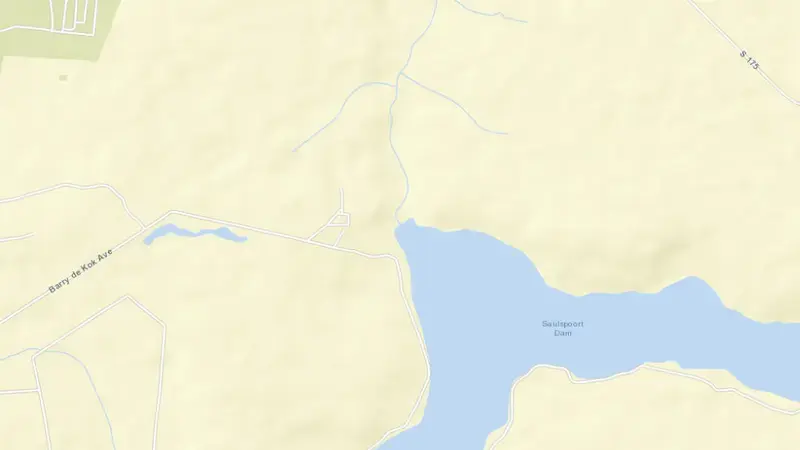 Road map of Saulspoort Dam reservoir, Free State, South Africa