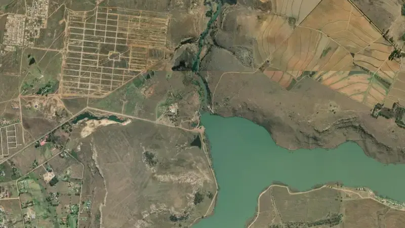 Satellite view of Saulspoort Dam reservoir, Free State, South Africa