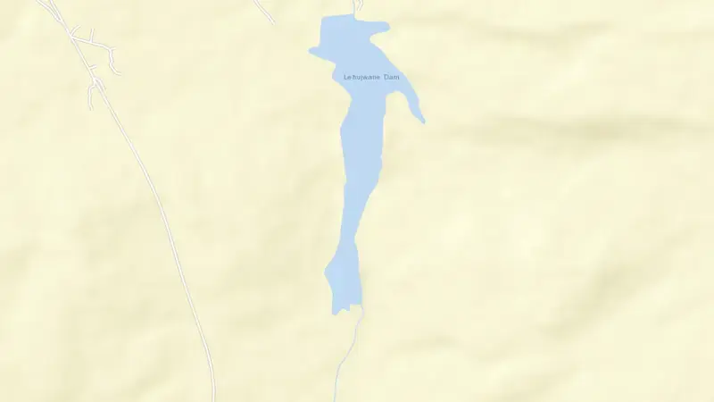 Road map of Sehujwane Dam reservoir, North West, South Africa