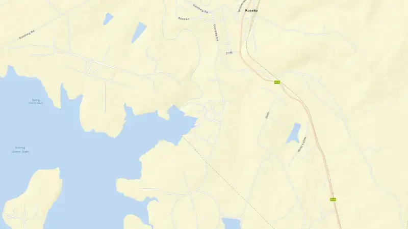 Road map of Spring Grove Dam reservoir, KwaZulu-Natal, South Africa