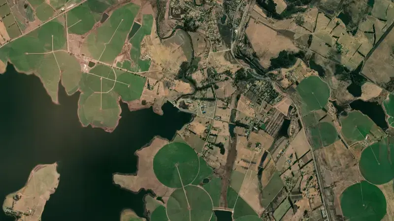 Satellite view of Spring Grove Dam reservoir, KwaZulu-Natal, South Africa
